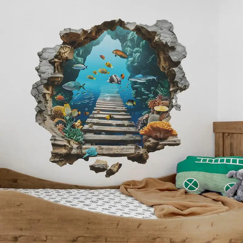 3D Underwater Wall Stickers – Kids Room & Living Room Décor