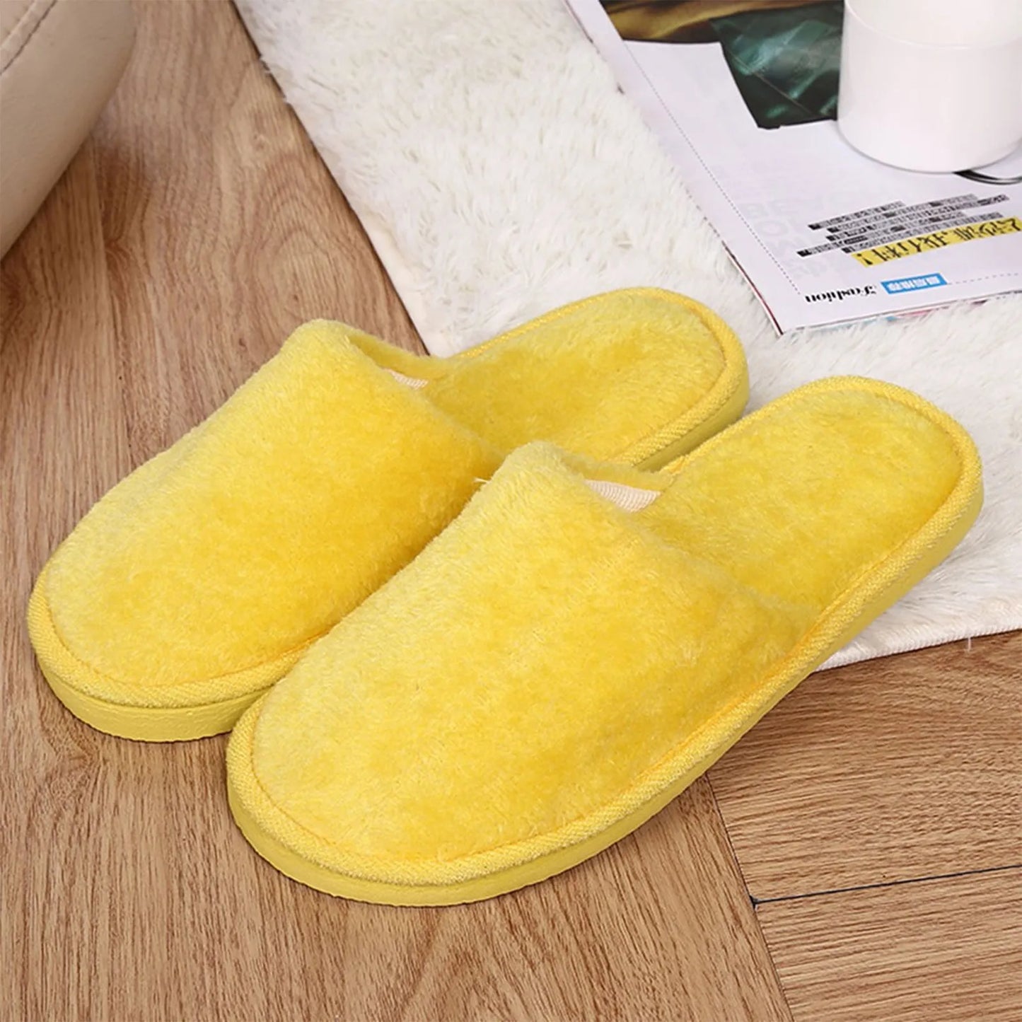 Women's Warm Plush Indoor Slippers – Soft Fuzzy Slip-On