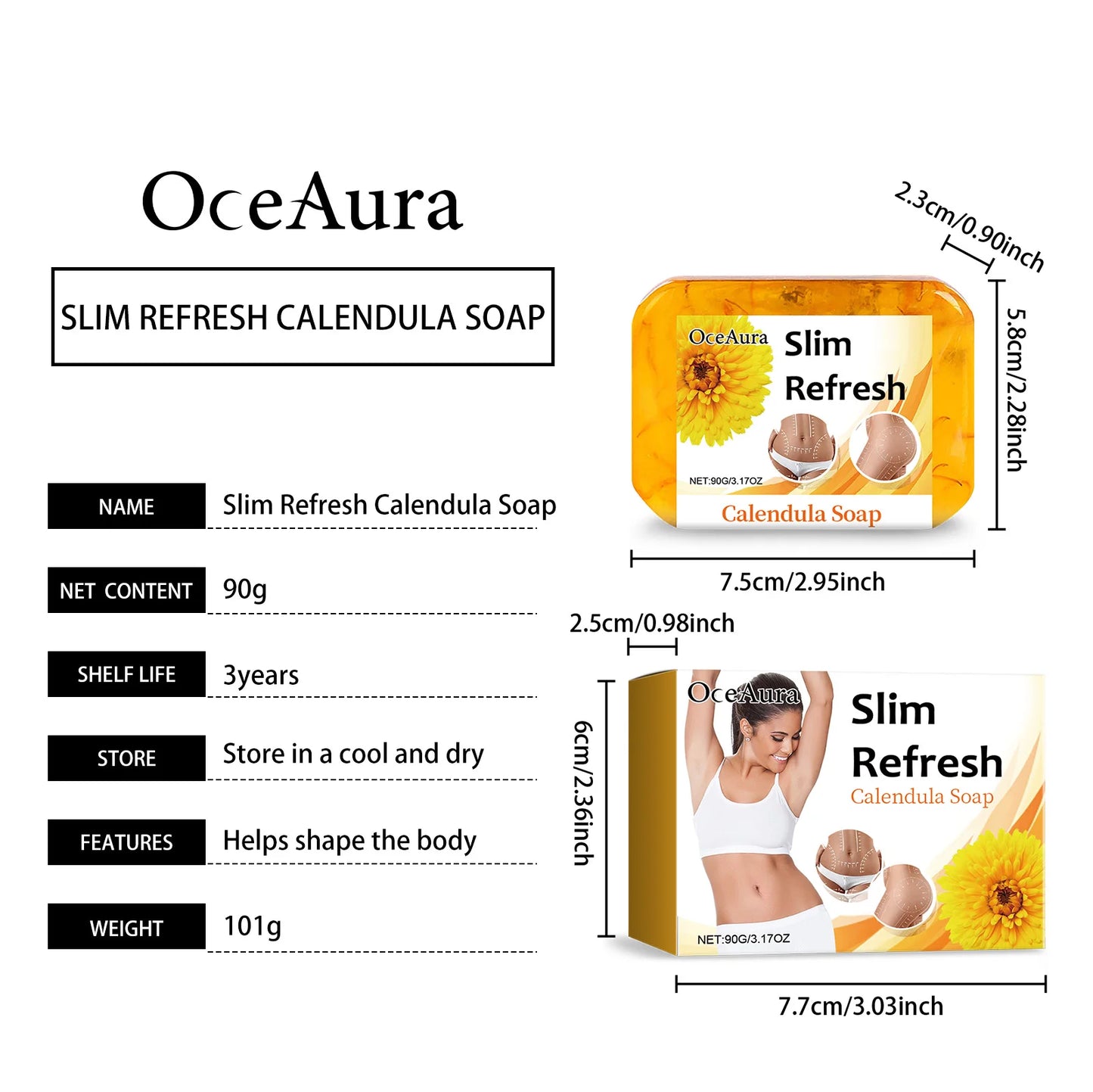 OCEAURA Calendula Soap Bar – Face & Body Cleanser, All Skin