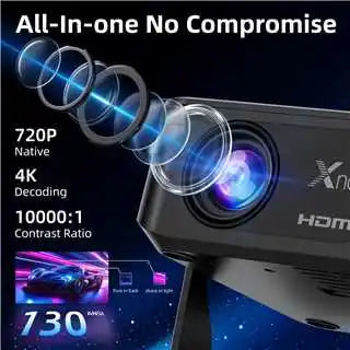 HA109 Smart Projector Native 720P 4K Decode 130ANSI Android 11 WiFi6 Bluetooth5.0 270° Rotatable Home Theater Projector Peaceful Pleasures Health and Wellness
