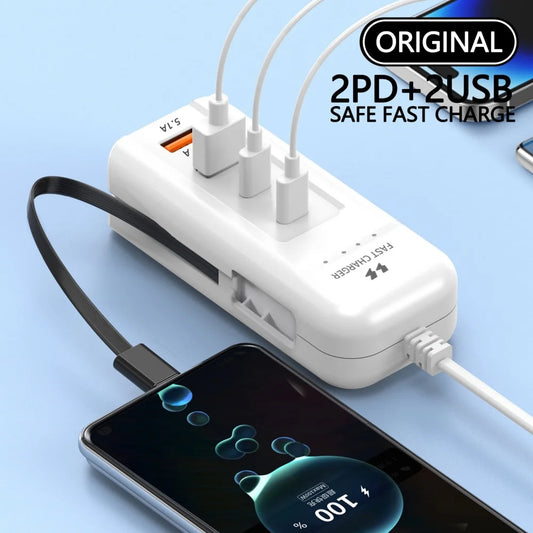 Multiport USB-C PD Fast Charge Wall Adapter | EU US UK Plug USB-C Wall Charger Peaceful Pleasures Health and Wellness