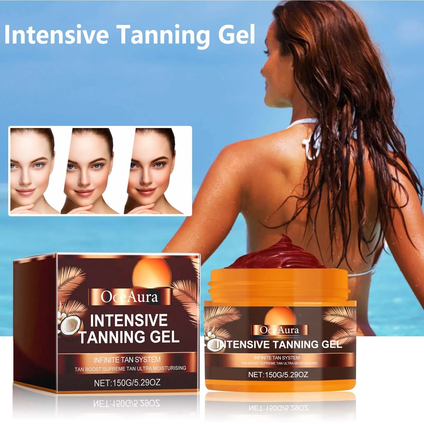 OceAura Tanning Gel – Self Tan Accelerator & Body Bronzer