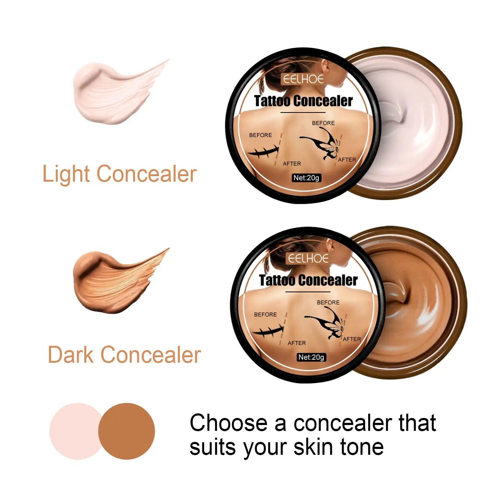 Waterproof Tattoo Concealer Cover Scar Makeup Brighten Foundation Cream Freckle Birthmarks Cover Concealer Body Coverage Cream Peaceful Pleasures Health and Wellness