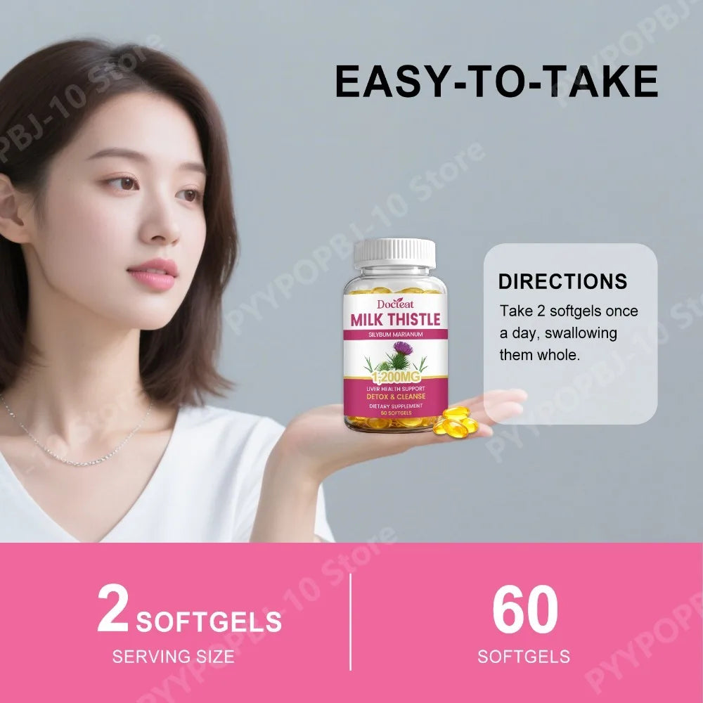 Milk Thistle Dandelion Softgels 1200mg 60CT | Non-GMO Wellness