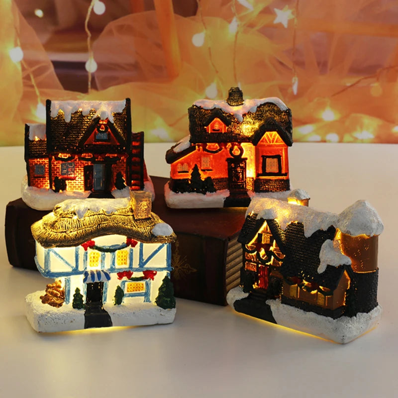 8 Styles Resin Christmas House Ornament Micro Landscape LED Light Xmas Village Decorative Party Home Decoration DC05 Peaceful Pleasures Health and Wellness