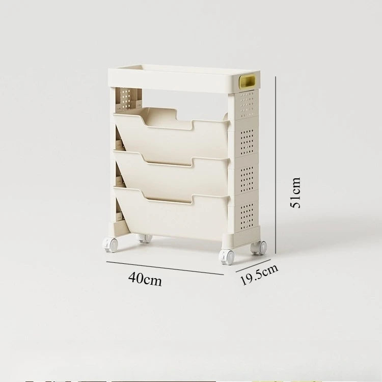 Mobile Bookshelf Storage Rack with Wheels – Kids & Dorms