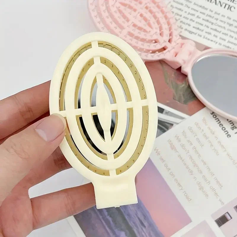 Portable Folding Hair Comb with Mirror | Travel Gift for Women Travel Hair Comb Peaceful Pleasures Health and Wellness