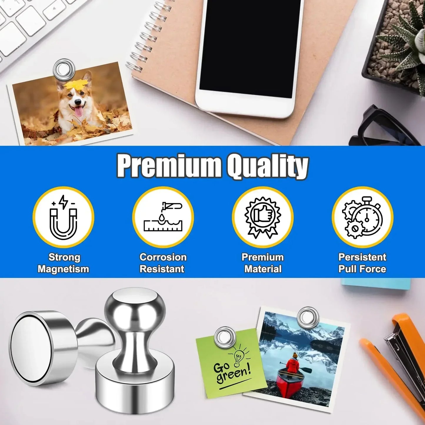 10-Pack N35 Neodymium Magnetic Pushpins for Fridge & Whiteboard Magnetic Pushpins Peaceful Pleasures Health and Wellness