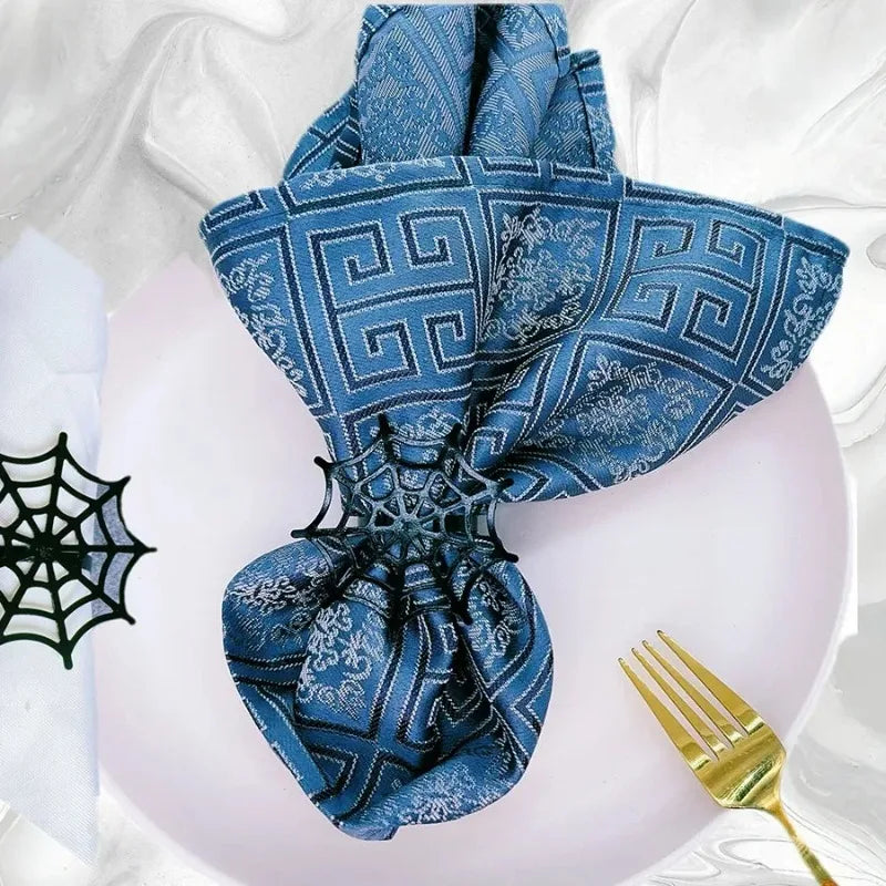 Halloween Spider Web Napkin Rings | Black Table Décor 1–50 PCS