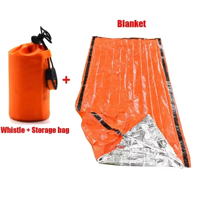 Portable Insulated sleeping bag Waterproof Emergency Survival Outdoor Edc Camping Gear Thermal Sack First Aid Rescue Kit Mylar Peaceful Pleasures Health and Wellness orange 1pcs