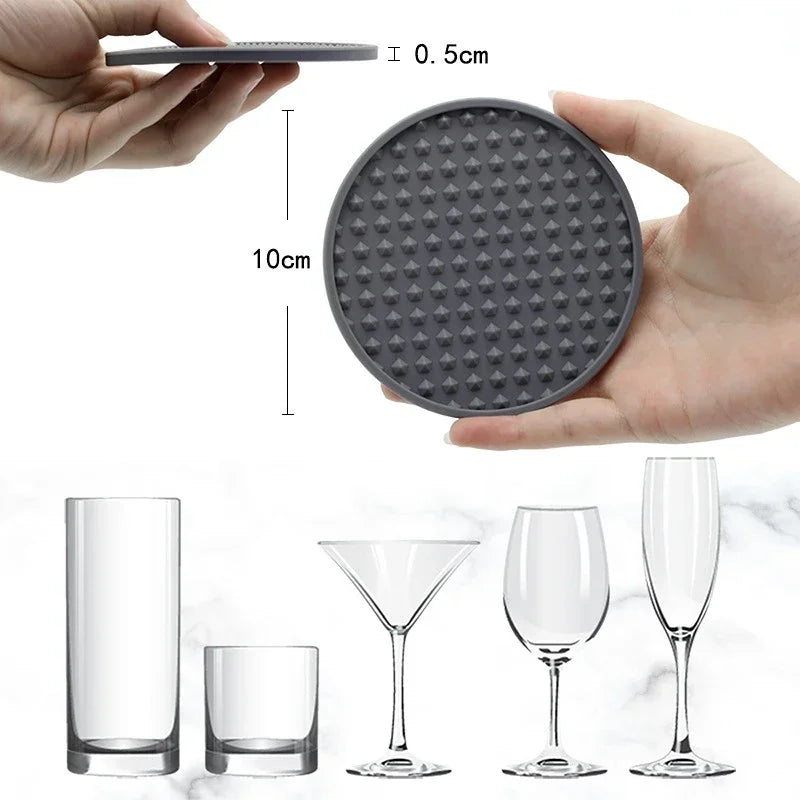 6-Piece Silicone Coaster Set with Storage Holder – Heat-Resistant Round Cup Mats, 10cm