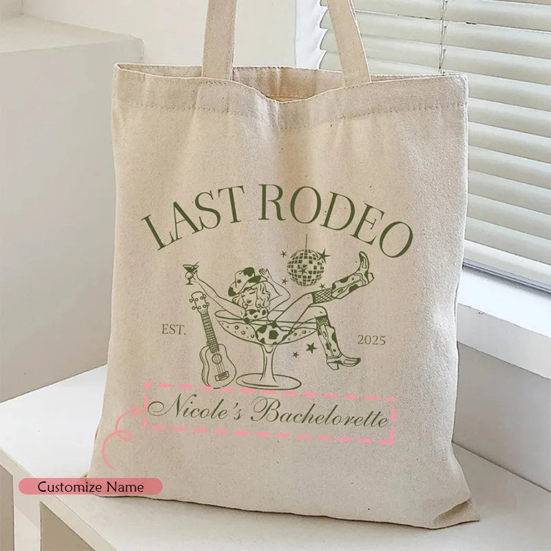 Personalized Last Rodeo Bachelorette Tote Bag | Custom Name Personalized Tote Bag Peaceful Pleasures Health and Wellness custom B 34x42cm