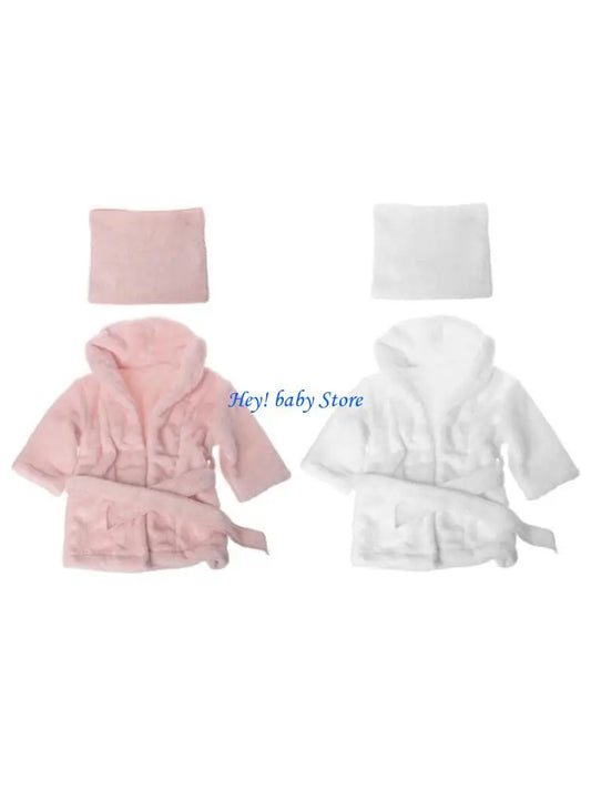 Newborn Baby Photography Bathrobe & Towel Set | Faux Fur Robe Baby Photography Robe Peaceful Pleasures Health and Wellness Pink S CN