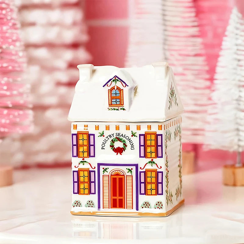 Mini Christmas Gingerbread House Spice Jar Set | Holiday Decor