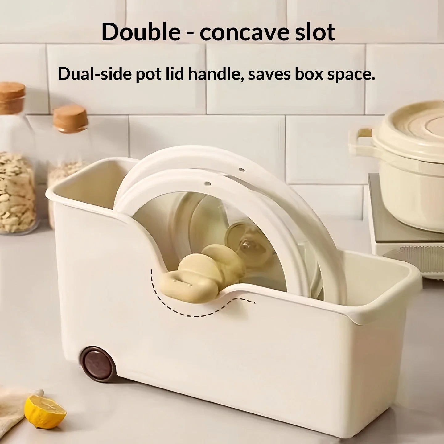 Practical Rolling Storage Box with Wheels Multi-functional Organizer for Pots Lids Spices Kitchen Cabinet Countertop Home Peaceful Pleasures Health and Wellness