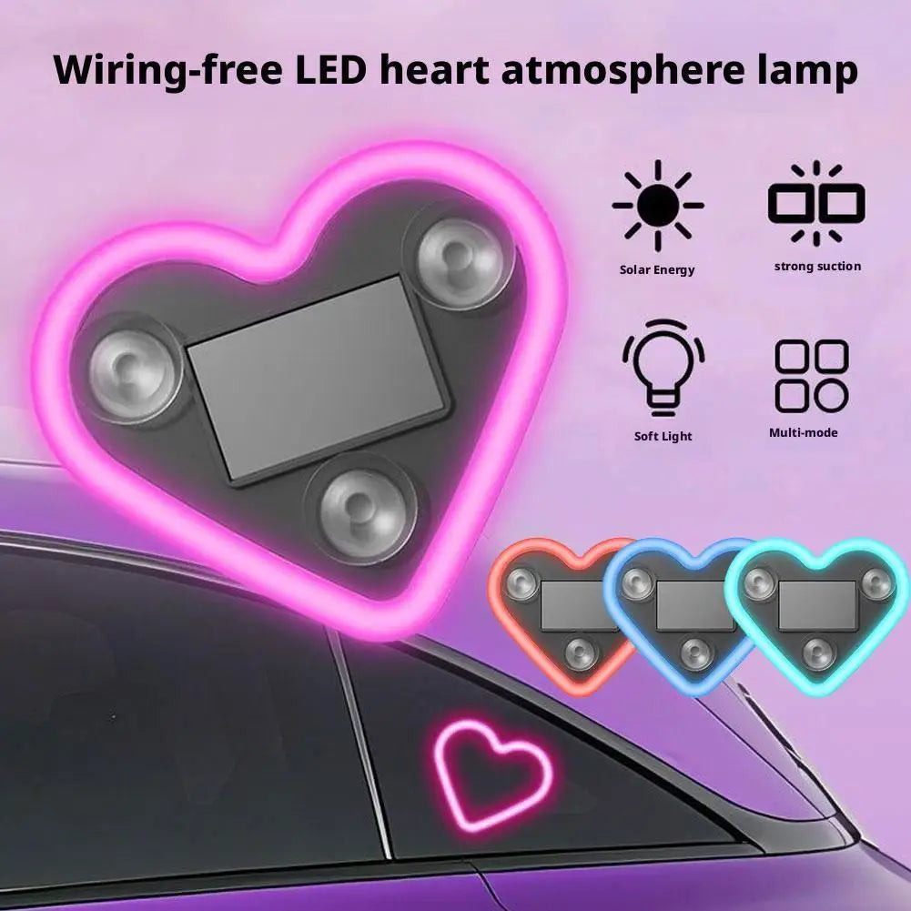 Solar Heart-Shaped Car Atmosphere Light | 5 LED Modes