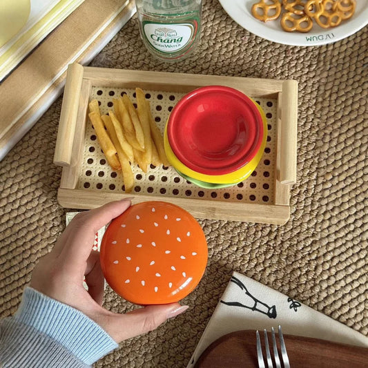 Cute Hamburger Shaped Bone Spitting Dish Set Household Dining Plates Dipping Utensil High Value Dish Dipping Utensil Practical Peaceful Pleasures Health and Wellness