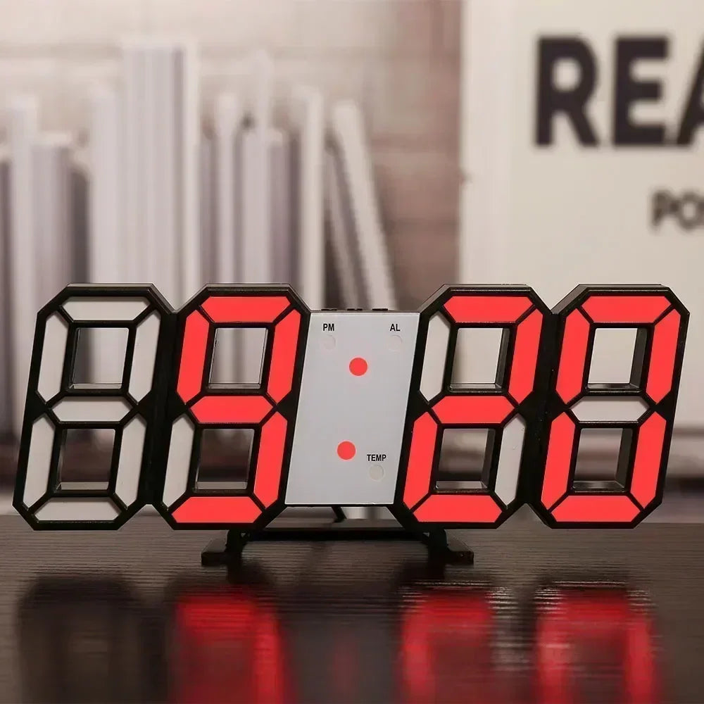 3D LED Digital Wall Clock – Adjustable Brightness & Night Mode