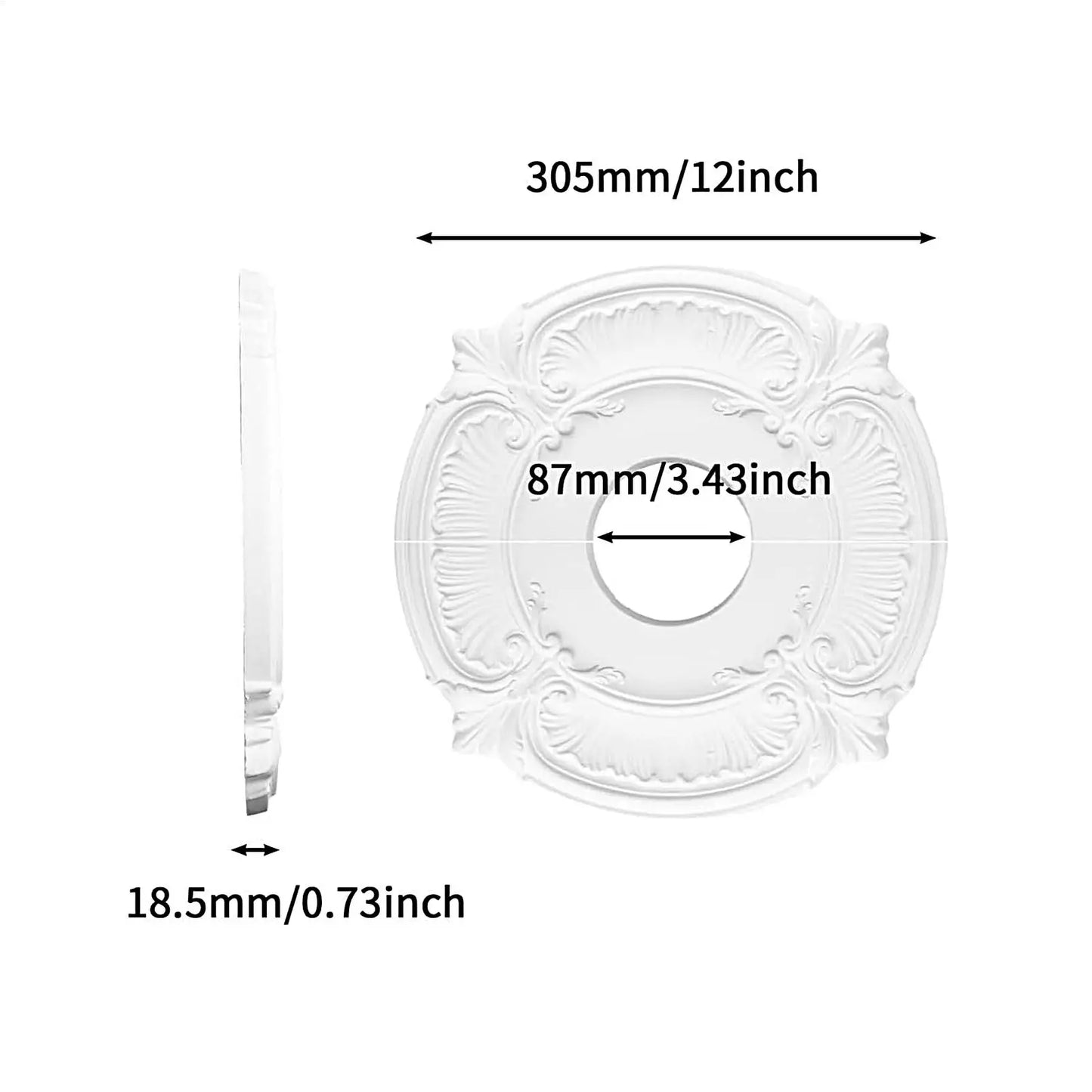 Split PU Ceiling Medallion | Art Deco 12" Chandelier Cover