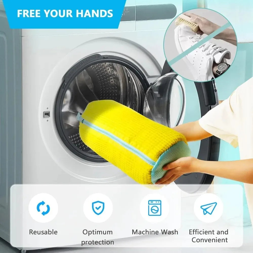 1PCS Wash Shoes Bag Padded Net Laundry Shoes Protector Fluffy fibers Polyester Washing Shoes Machine Laundry Bag Drying Bags Peaceful Pleasures Health and Wellness