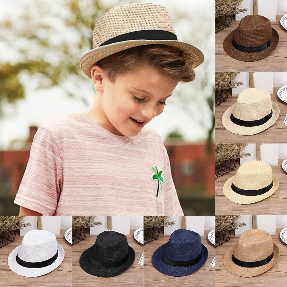 Children Kids Summer Beach Straw Hat Jazz Panama Breathable Hat Large Brim Outdoor Breathable Hats Girls Boy Sunhat Peaceful Pleasures Health and Wellness