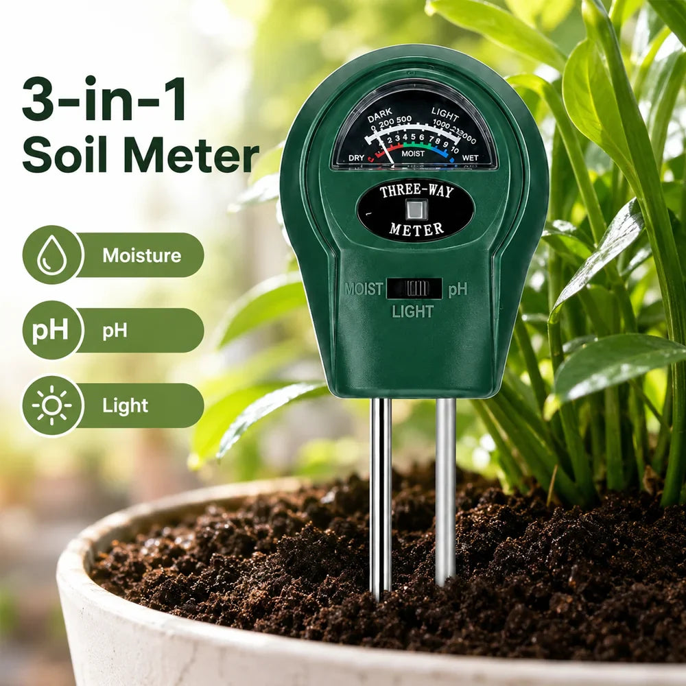 3-in-1 Soil Tester – pH, Moisture & Light Meter for Plants