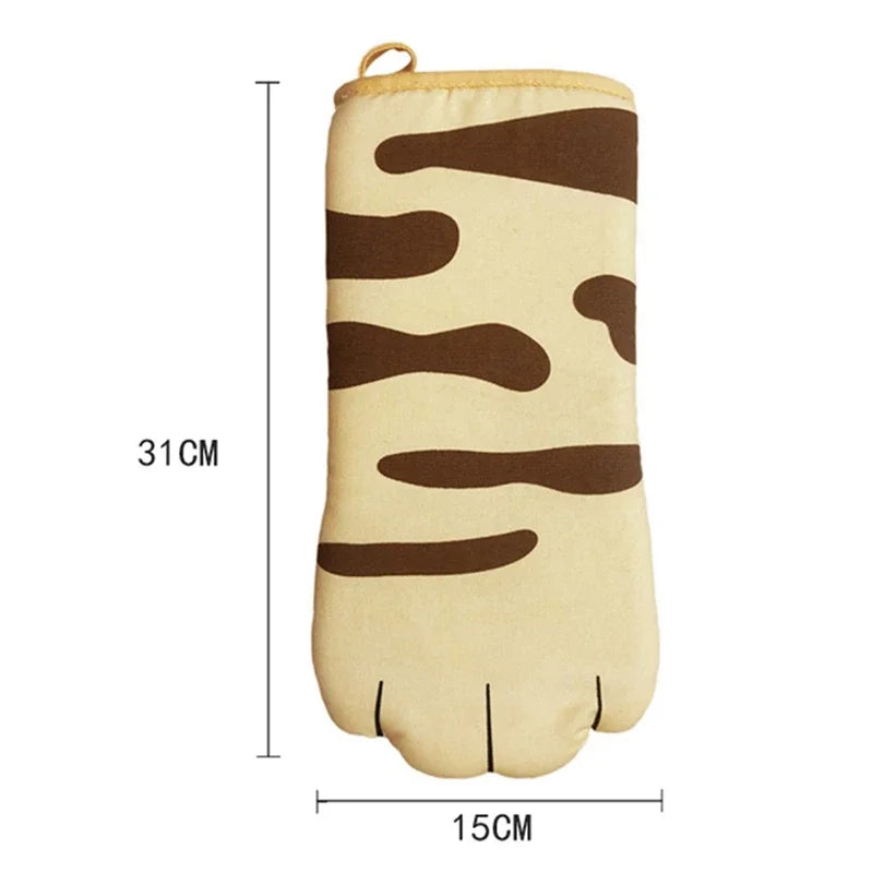 1pc Cute Cat Paws Oven Mitts Cat Claw Baking Oven Gloves Anti-scald Microwave Heat Resistant Insulation Non-slip Cat Paw Gloves Peaceful Pleasures Health and Wellness