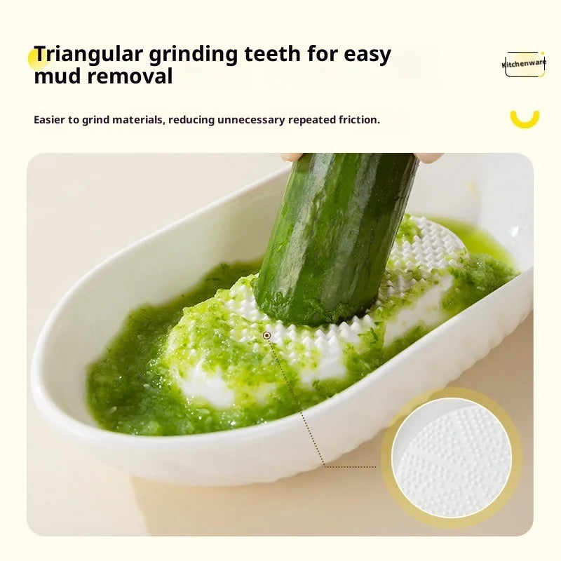 New Kitchen Ceramic Ginger Grater Tool Hand Grinder Garlic Masher Portable Carrot Ginger Grinding Kitchen Tool With Brush Tools Peaceful Pleasures Health and Wellness