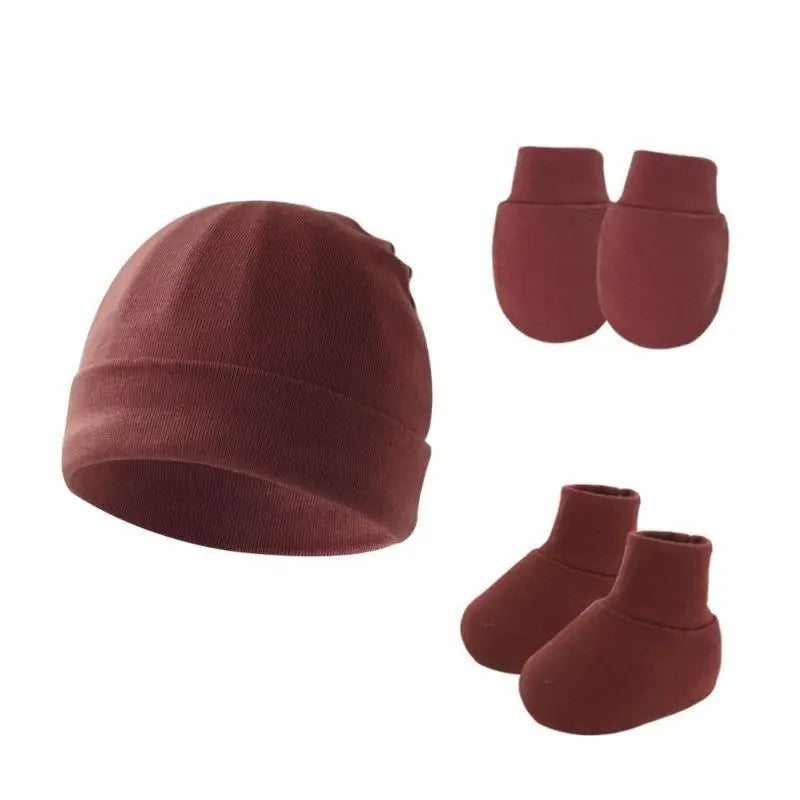 Newborn Baby Hat Gloves & Booties Set – Soft Cotton 0–9M