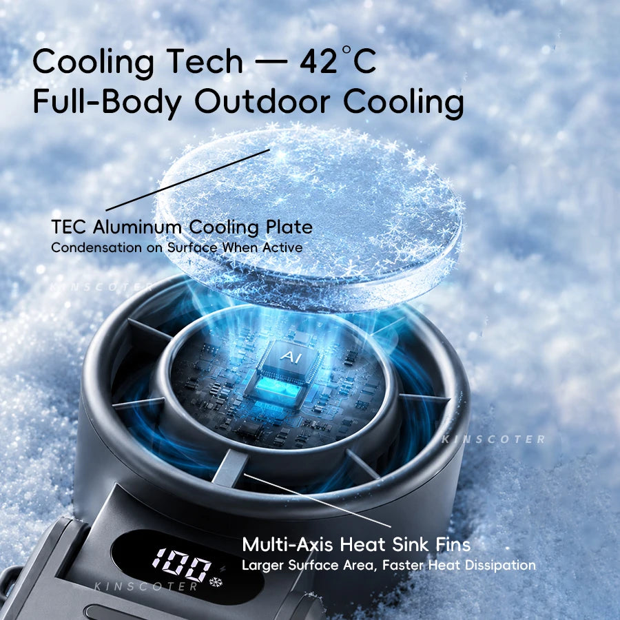Portable Cooling Handheld Fan – 3600mAh, 100 Speeds, Foldable