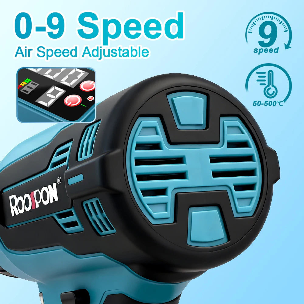 21V Handheld Hot Air Gun Temperature Rechargeable Cordless Electric Heats Gun with 3 Nozzles for Makita Battery Pin (No Battery） Peaceful Pleasures Health and Wellness