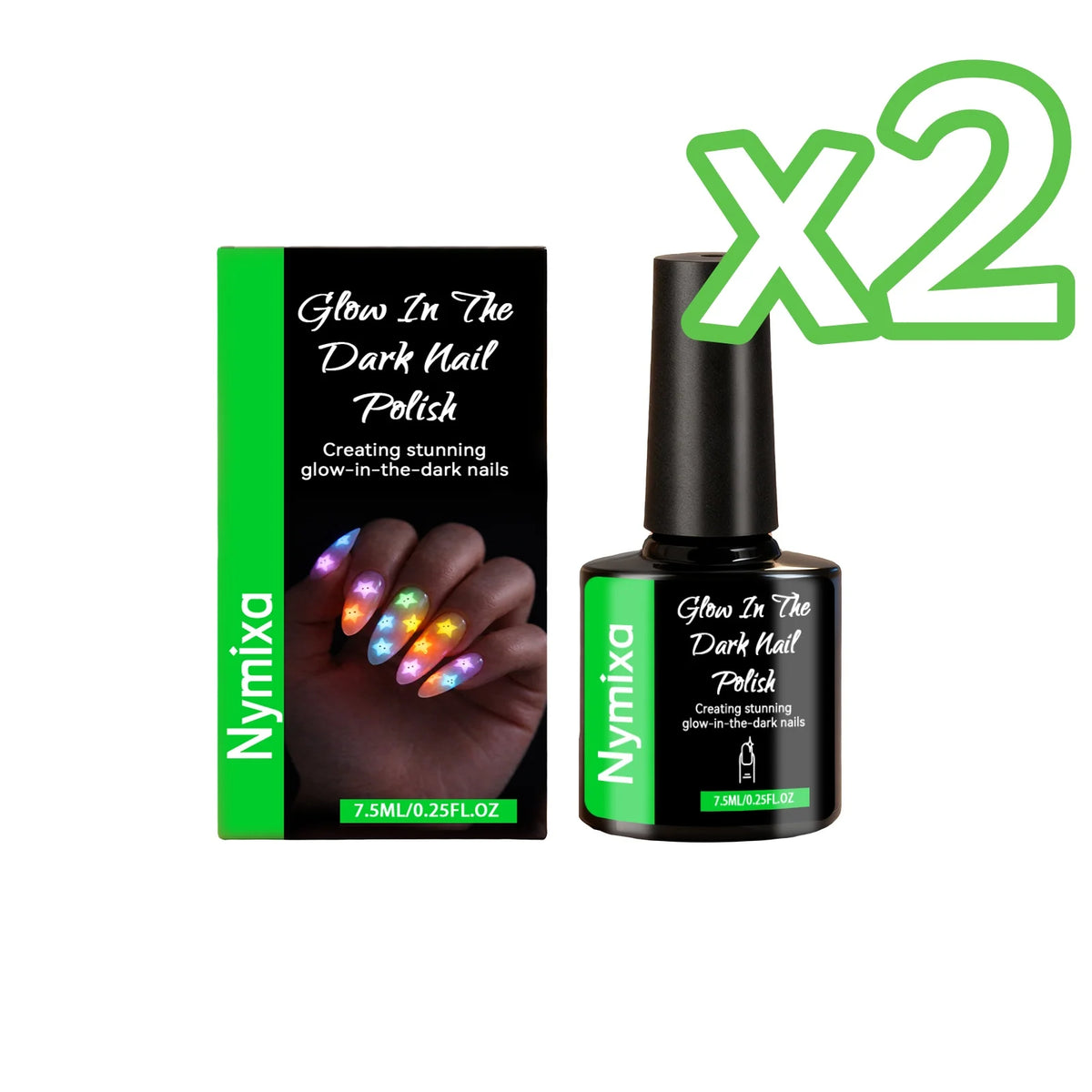 Fluorescent Nail Polish Glow In Dark Gel Colorful DIY Manicure Create Party Atmosphere Neon Luminous Top Coat Nails Polish Pens Peaceful Pleasures Health and Wellness Vitality Green x 2