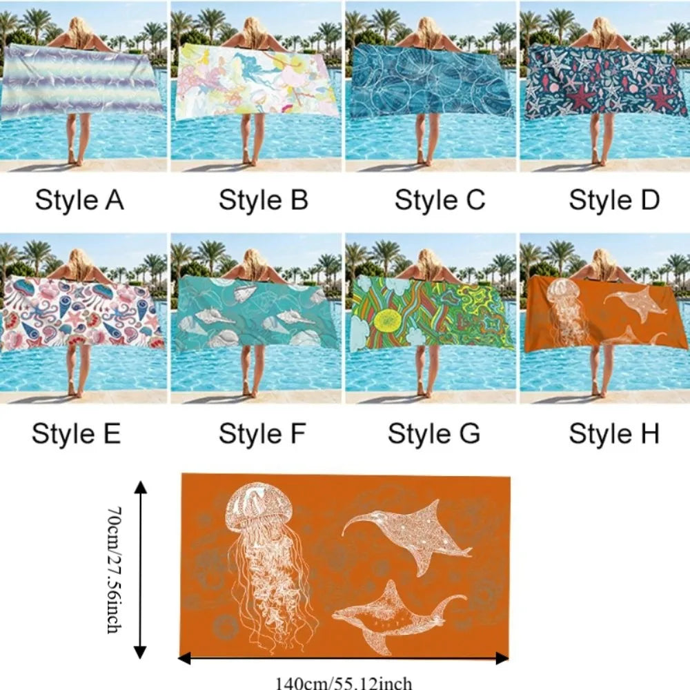 Sea Theme Microfiber Beach Towel – Quick-Dry & Absorbent