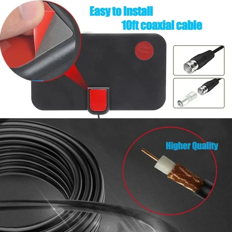 4K HD Indoor TV Antenna – High Gain Flat Design with EU Plug