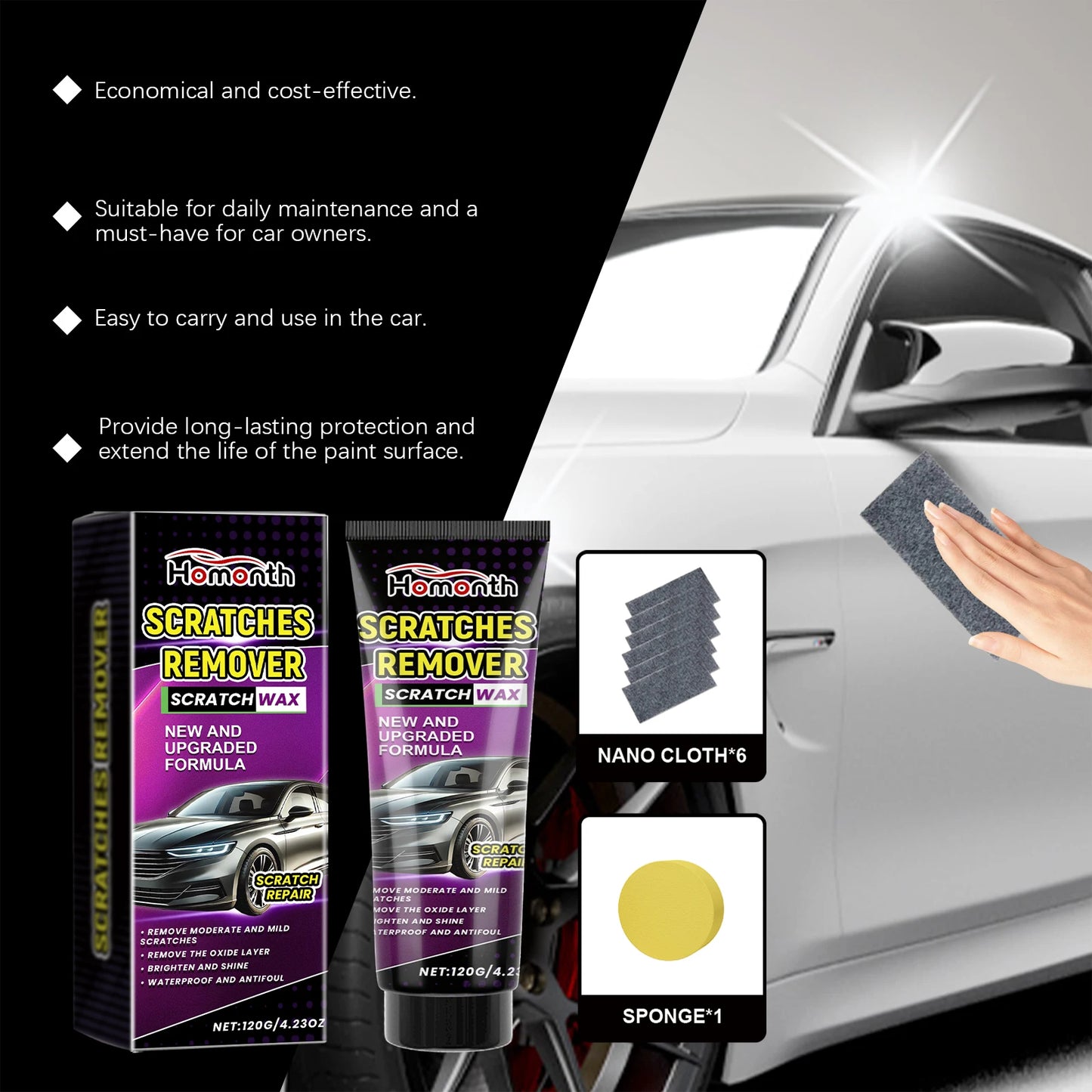 Homonth Car Scratch Repair Paste – Polish, Wax & Swirl Remover
