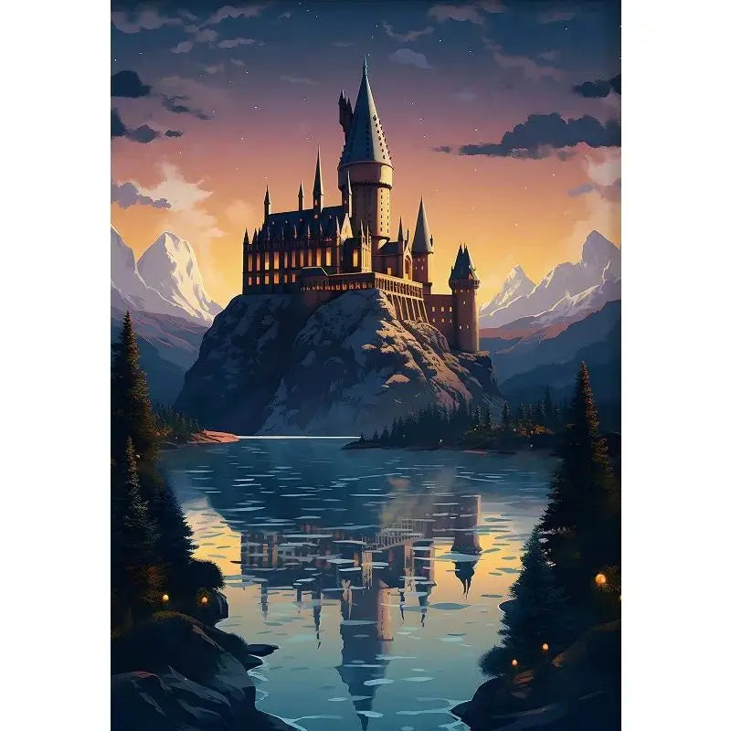 Magical Wizard Castle Canvas Wall Art | Fantasy Witchcraft Poster Canvas Wall Art Peaceful Pleasures Health and Wellness 13 50x70cm Unframed