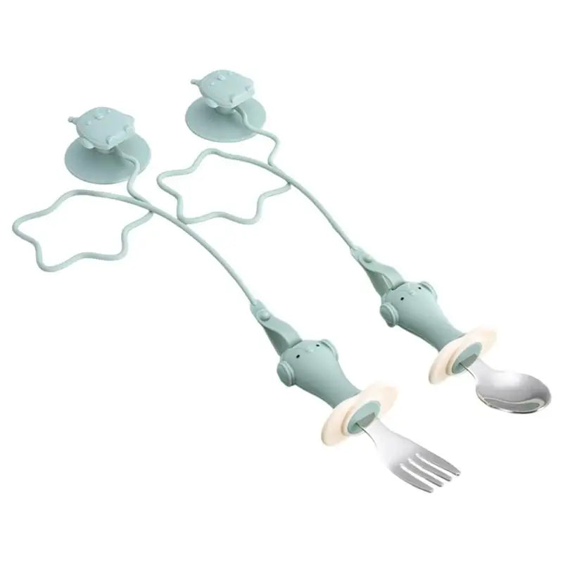 Infant Training Spoon & Fork Set | BPA-Free Silicone Suction