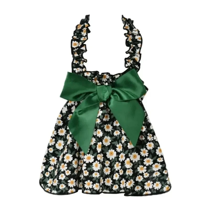 Cyan Flower Sleeveless Pet Dress | Summer Princess Style