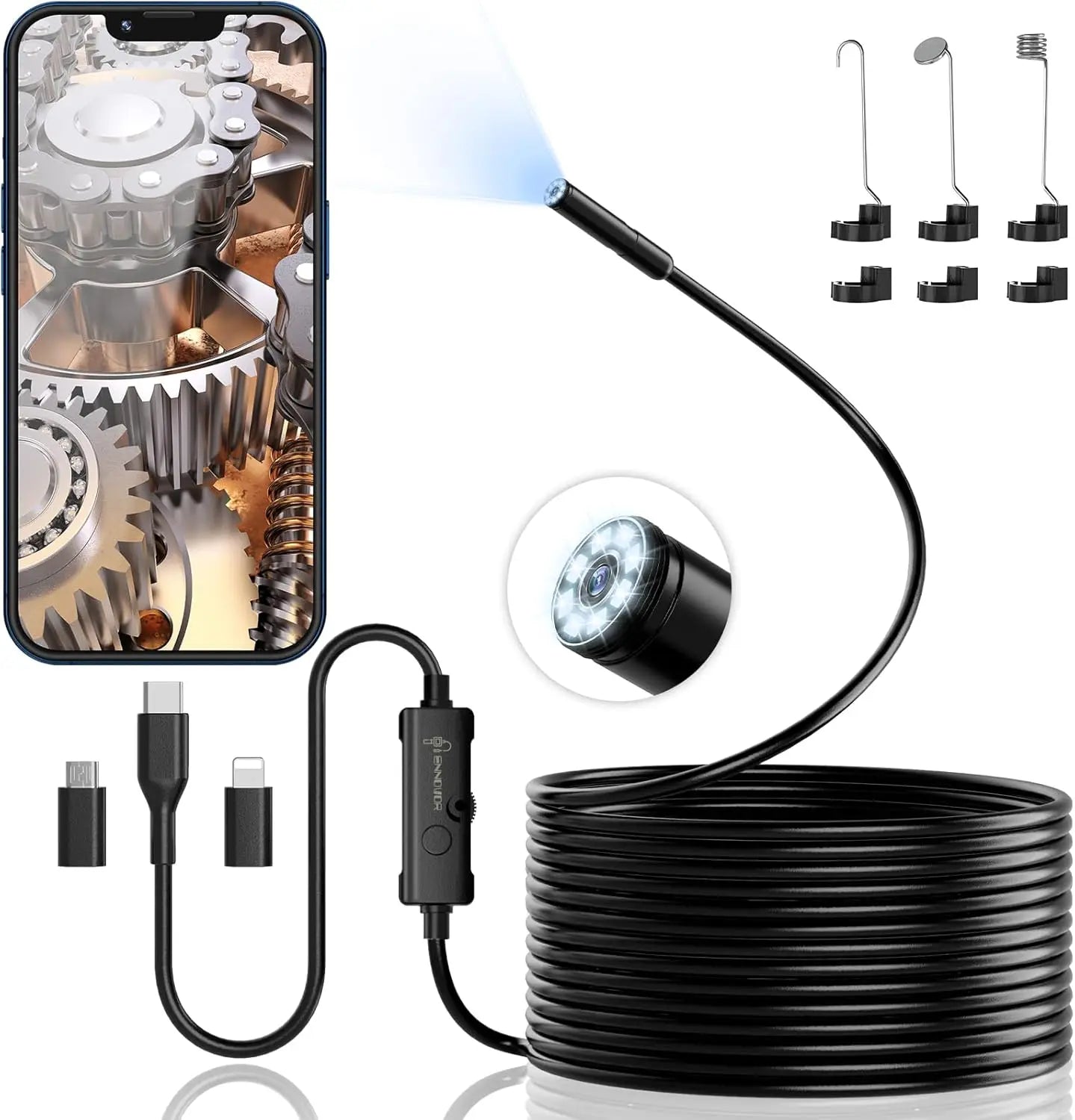DUTRIEUX 10m Industrial Endoscope – HD Camera, 8 LEDs