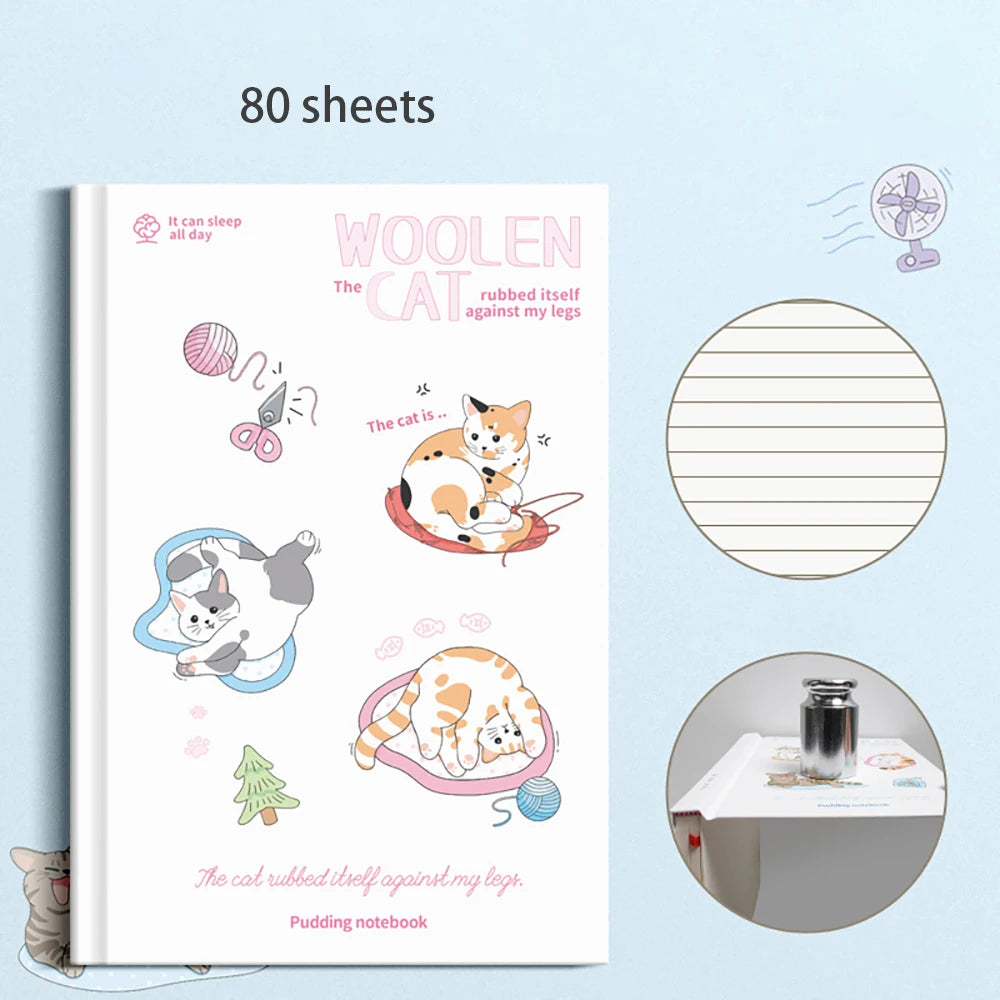 Cute Cat A5 Hard Cover Notebook Cartoon Simplified Student Classroom