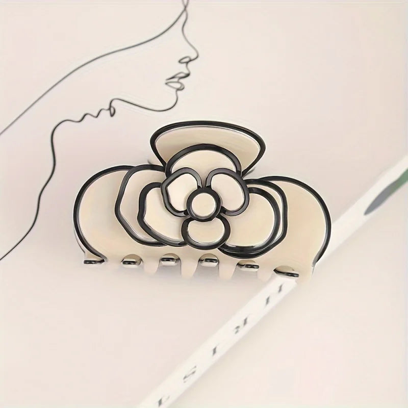 Elegant Black & White Camellia Hairpin – Butterfly Design Hair Pin Peaceful Pleasures Health and Wellness