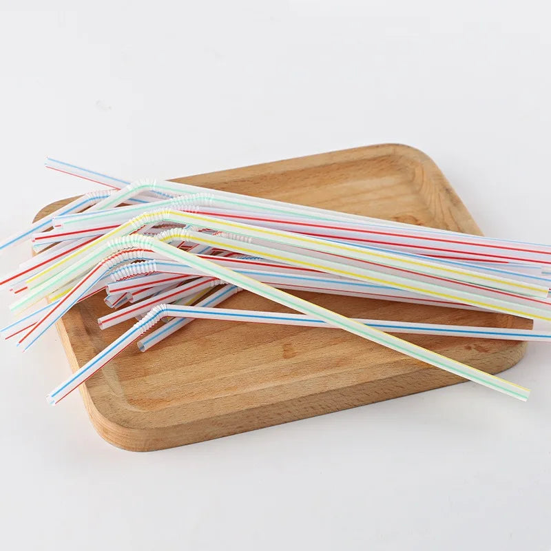 100Pcs Colorful Disposable Plastic Curved Drinking Straws Reusable Straw 21cm Wedding Party Bar Drink Accessories Birthday Peaceful Pleasures Health and Wellness