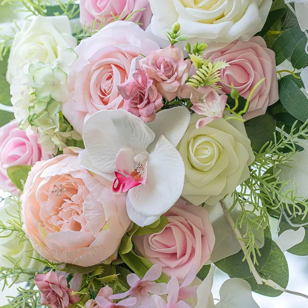 Artificial Silk Rose Garland – Fake Hanging Flowers Wedding Decor