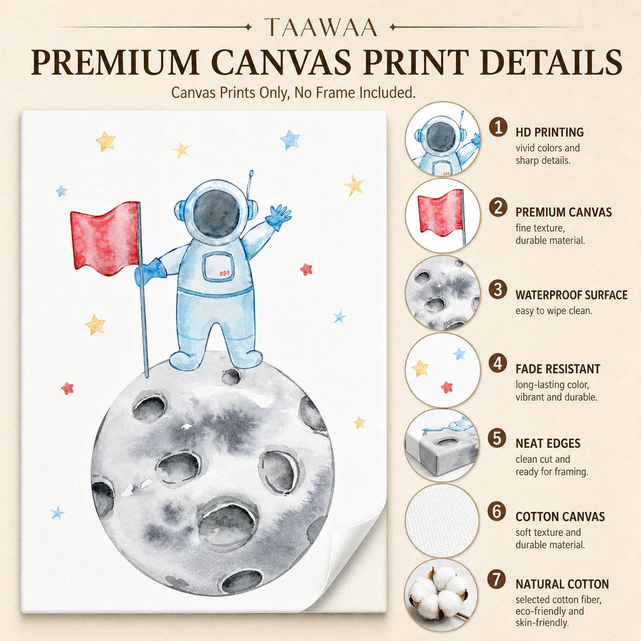 Nursery Wall Art Space Astronaut Quotes Canvas Painting Nordic Rocket Poster Print for Baby Boy Kids Bedroom Wall Decor Peaceful Pleasures Health and Wellness