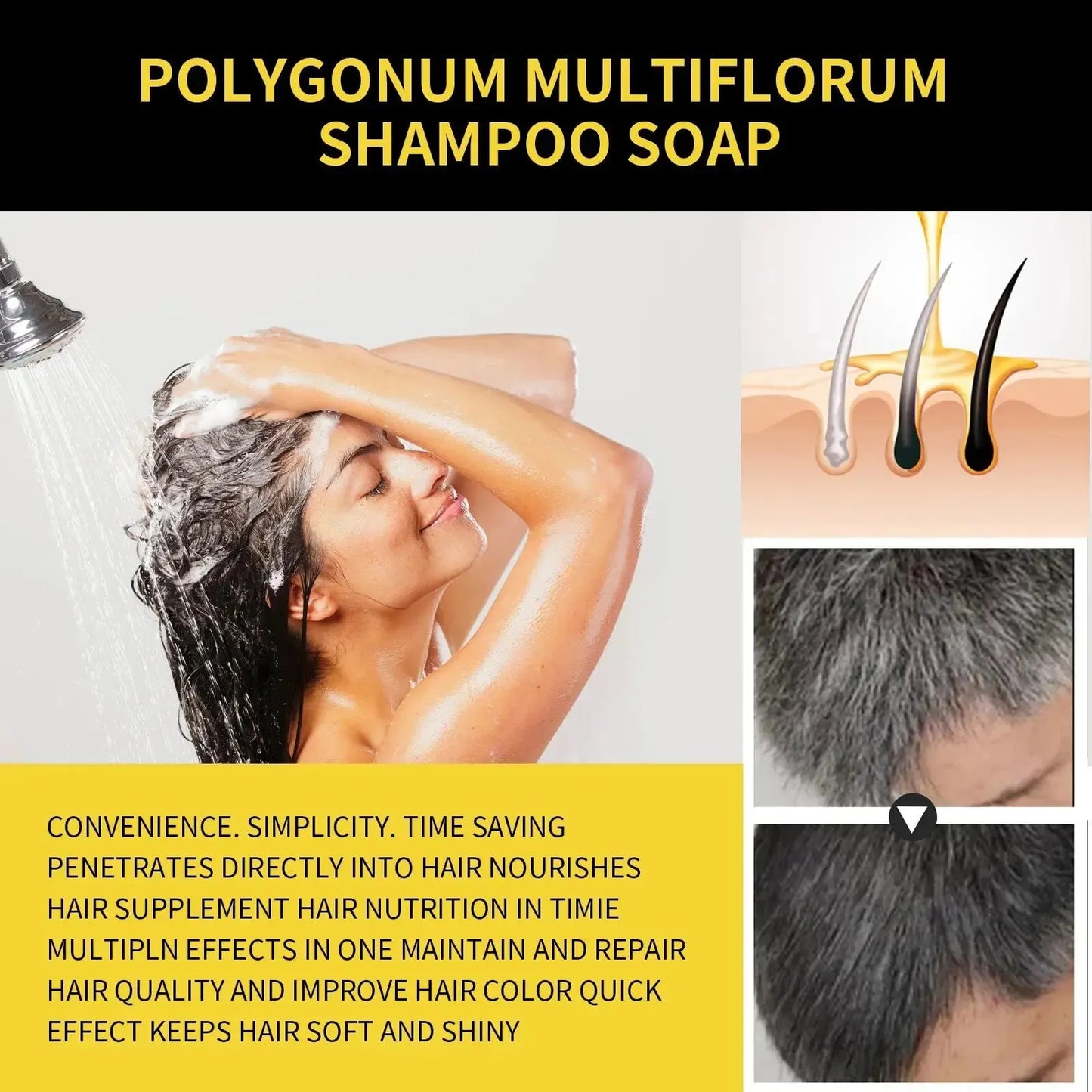EELHOE Hair Color Dye Shampoo | Gray Coverage, Deep Nourishment & Repair, Polygonum Multiflorum, 100ml Peaceful Pleasures Health and Wellness