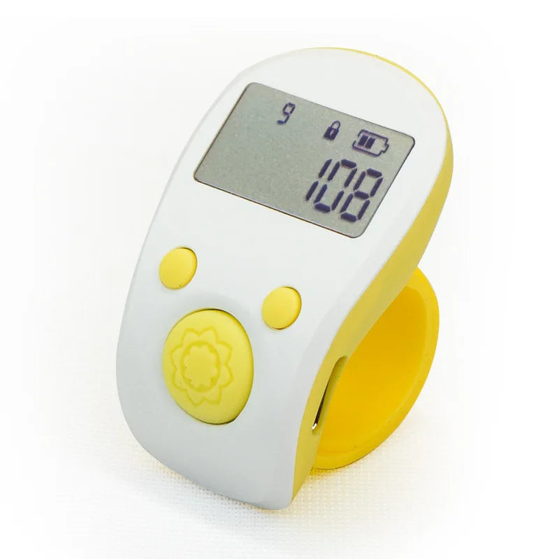 Multifunctional Luminous Ring-Type Counter Digital Display Rechargeable Counter Clicker, Manual Charging, Intelligent Electronic Peaceful Pleasures Health and Wellness YELLOW