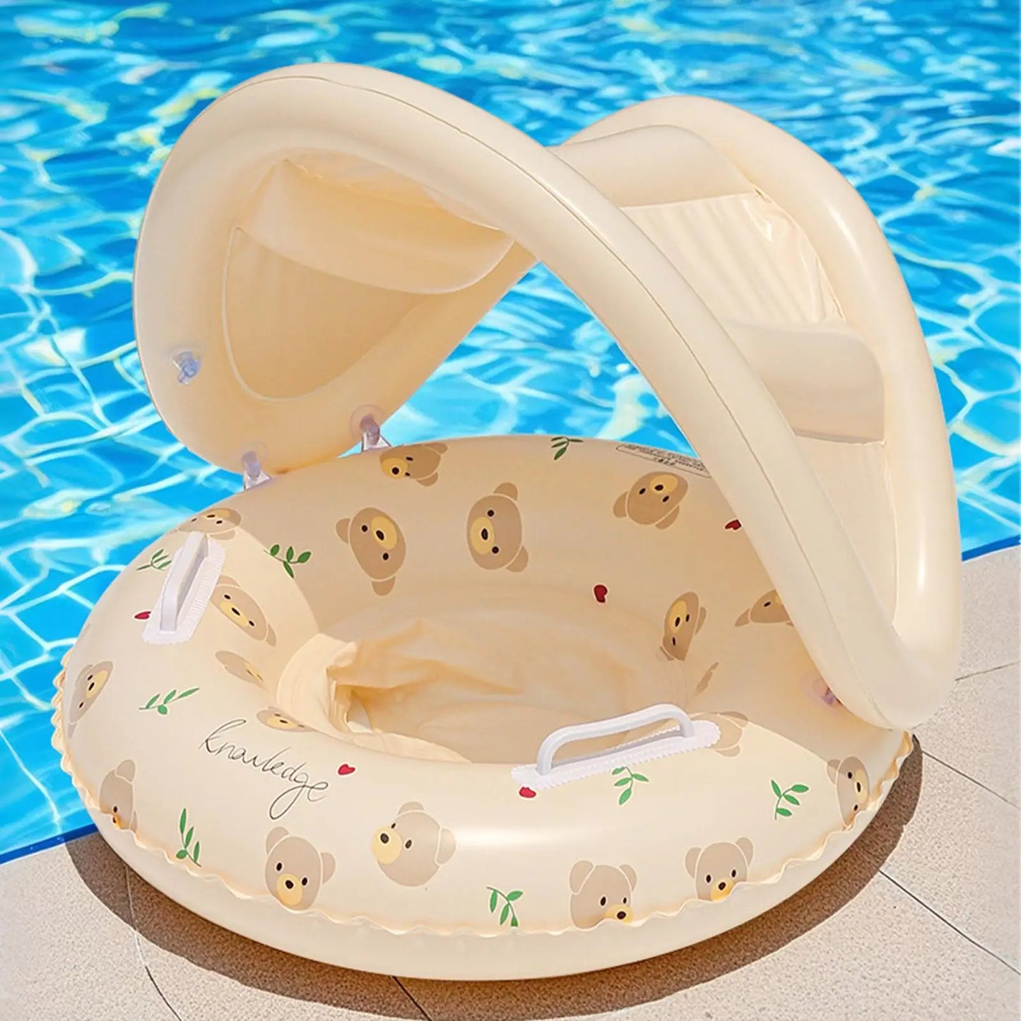 Kids Inflatable Pool Float Swim Ring with Sun Canopy