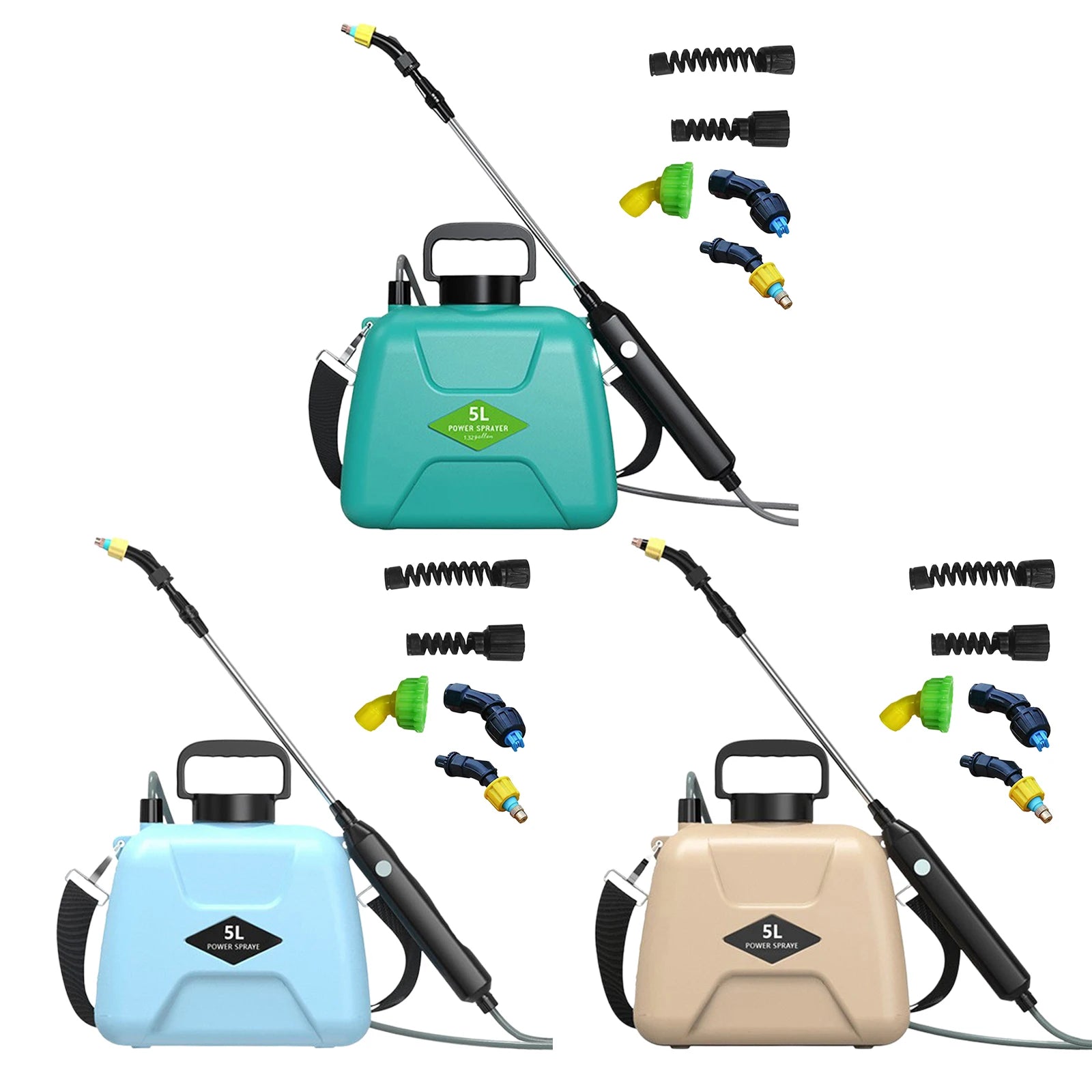 5L Battery Powered Sprayer with 3 Mist Nozzles Rechargeable Retractable Wand Plant Sprayer with Shoulder Strap for Lawn Garden Peaceful Pleasures Health and Wellness