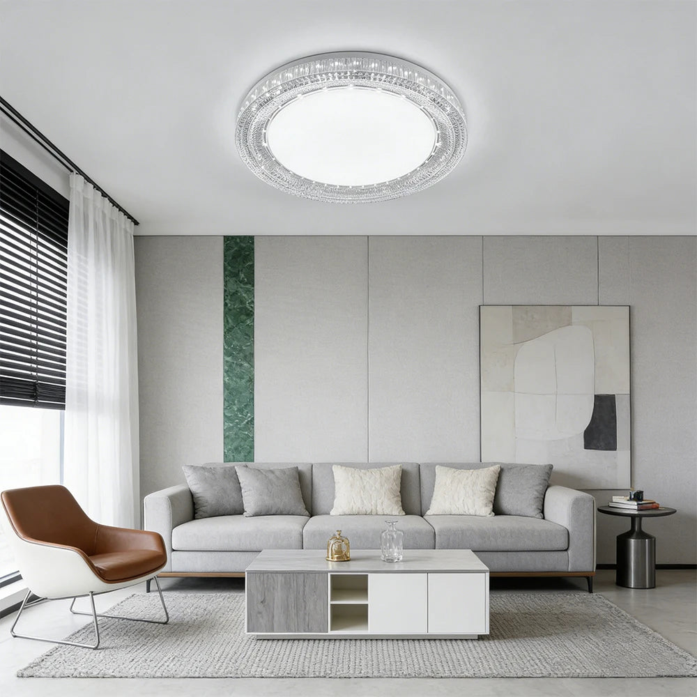 RUNTOIN Ultrathin Crystal LED Ceiling Light | Modern Square & Round