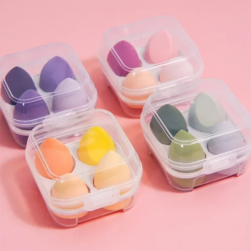 4-Piece Beveled Makeup Sponge Set | Foundation Blending Puffs